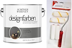 HAGEBAUSPN Schöner Wohnen designfarben feinmatte Wandfarbe für innen 2,5 Liter mit go/on Rollen-Set 5-tlg (Nr 1 Klassisches Schiefergrau)