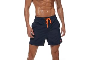 JustSun Mens Swim Shorts Waterproof Quick Dry Beach Shorts with Mesh Lining