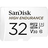 SanDisk HIGH ENDURANCE Video Monitoring for Dashcams & Home Monitoring 32 GB microSDHC Memory Card + SD Adaptor, Up to 100 MB