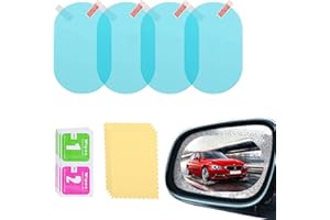 HREDZEO Car Rearview Mirror Protective Film,4 Pcs Clear Waterproof Film Car Rain Film with Toolkit Car Window Clear Rainproof Anti Fog Film for Car Rear View Mirrors