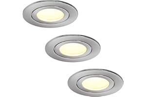 HCFEI IP44 Dimmable LED Spot Encastrable Argent | Aussi pour Salle de Bains | 5W 230V | Lot de 3 Spots | Blanc chaud