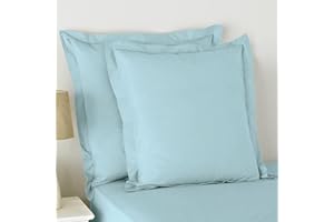 Pizuna Coton Set de 2 Taies d'oreiller 65x65 cm Bleu Bébé, 100% Coton Longue durée en Percale Taies d'oreiller en Coton 65x65 avec Rabat de 20cm (Taies d'oreiller 2 Pièces)