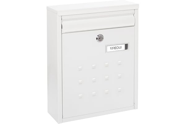 ARREGUI Dime V1321 Boîte aux Lettres Individuelle en Acier, Taille M (Courrier Format A4, Magazine), Boîte aux Lettres Murale, Regroupable, Fond Étroit, Facile à Installer, Blanc