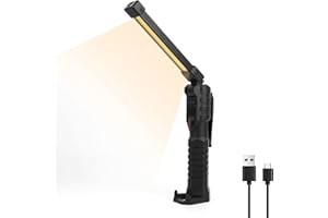 KONESKY LED Torch Rechargeable, 7 Lighting Modes Work Light, Super Bright Flashlight Cob Emergency Inspection Lamp, Portable Foldable Magnetic Lights with Hook Car Gadgets Birthday Gifts for Men Him Husband
