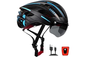 KINGLEAD Casco Bicicleta Adulto con Luz LED – Casco MTB Carretera y Montaña, Ajustable, Visera Desmontable, Material EPS, Certificado CE y TÜV, Alta Protección y Ventilación (Modelo KL-049)