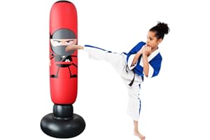 Saco de Boxeo de Pie, LncBoc 160cm Saco de Boxeo Hinchable de Pie, PVC Fitness Boxeo Inflable Saco de Arena Columna Tumbler Saco de Arena para Niños y Adultos