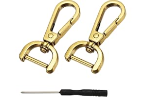 YELARXI Swivel Clasps Hook, 5/8 Inch ID Detachable Snap Hook W/Screw Bar D Ring Claw Clasp with Screwdriver Fit for Lanyard Bag Leather Craft Purse Hardware DIY Bag (2 Pack, Gold)