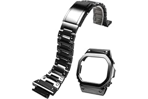 Korlexchi Zestaw MOD metalowy pasek do zegarka i etui na zegarek kompatybilny z Casio dla mężczyzn G-SHOCK DW-H5600 316 bransoletka ze stali nierdzewnej pasek i ramka