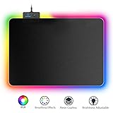 AIRENA RGB Gaming Mauspad mit 7 LED Farbe,14 Beleuchtungs Modus, Regenbogeneffekte, Stoffoberfläche, Tischunterlage, Leuchten