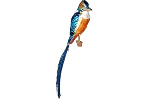 Krebs Glas Lauscha - Dekoracja bożonarodzeniowa/ozdoba choinkowa ze szkła - zimorodek na klipsie - kolor: niebiesko-pomarańczowy - rozmiar: ok. 15 cm