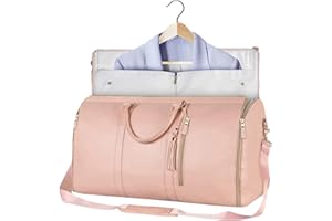 GWTDTOAD Reisetasche Faltbar Reise Kleidersack Wandelbarer Kleidertasche Anzugtasche Umhängetasche PU Leder Wasserdicht Carry On Garment Bag Duffle Bag Gym Bag Für Frauen Und Männer
