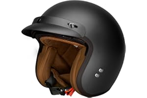 BSWAY Casque Jet avec visière by BS Way : Casque Moto de Haute qualité, certifié ECE pour Hommes et Femmes - Idéal pour Vespa, mobylette, cyclomoteur, Scooter et Trottinette Electrique - Noir Mat
