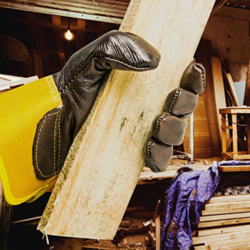 5 Paar Arbeitshandschuhe aus Rindkernspaltleder Größe: 10 |Allzweckhandschuhe für grobe Arbeiten | Zertifiziert CE – CAT I – EN420 | Farbe: grau-gelb - 3