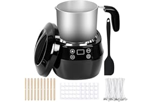 ORIFESIO Elektrischer Wachsschmelzer für die Kerzenherstellung, 1L Wachsschmelztopf, Kerzen Selber Machen Set mit Ausgießvorrichtung - Dochte, Dochtaufkleber, Zentriervorrichtung und Rührlöffel inklusive
