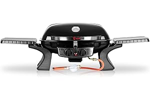 BBQ-Toro Tragbarer Tisch Gasgrill 2 Brenner | 109 x 55 x 36 cm | Tischgrill mit Piezo-Zündung und Seitenablagen | kompakter Tischgasgrill für Balkon, Garten, Reisen | BBQ Gasgrill Camping und Outdoor