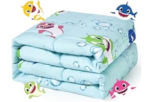 Sivio Gewichtsdecke Kinder 1,3 kg, 90 x 120 cm, Schwere Decke für Natürliche Erholung und Schlaf für Kleinkinder, Weiche Kuschelige Bettdecke, Geschenk für Jungen und Mädchen, Grüne Haie