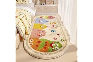 POPUPWAVE Area Rugs for Bedroom 40 * 120 cm, Washable Cute and Funny Kids Pets Rug Modern Printed White Irregular Shape Entryway Rug (Smile Monster)