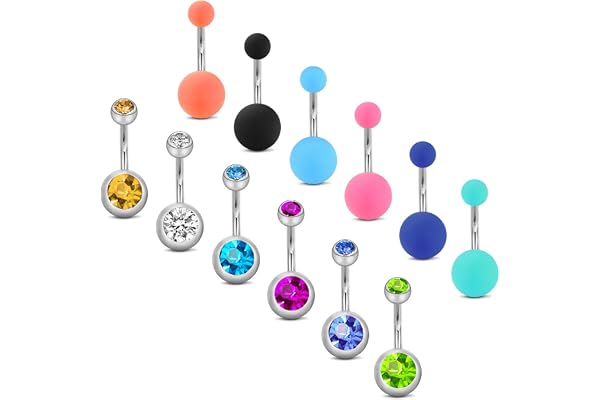 incaton Piercing de nombril de 10 mm - 14 g - 1,6 mm - Pour femme