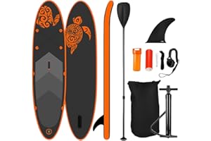 Nemaxx Planche de SUP 320-380 cm – Orange/gris ou bleu – Planche de surf, planche de surf, planche de surf – gonflable & facile à transporter – avec sac, pagaie, aileron, pompe à air, kit de réparation