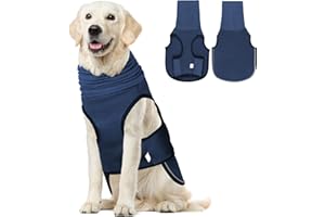 OERPHH Dog Anxiety Relief Vest with Ear Muffs Calming Dog Anxiety Jacket with Reflective Strips Calming Coat Turtleneck for Noise and Stress Relief (Navy Bliue, M)