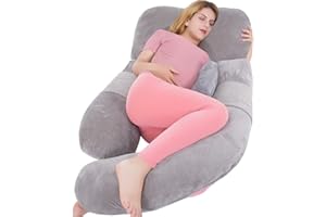 ‎AS AWESLING AS AWESLING 153 cm Ganzkörperkissen | Stillkissen, Schwangerschaftskissen, extra großes U-förmiges Kissen mit Abnehmbarer Seite, separatem Stützkissen und abnehmbarem Bezug(Grau)