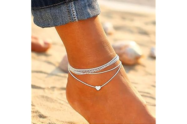 Carufin ananas bracelet cheville multicouche amour Turtle perles cheville accessoires été plage pied femme fille bijoux (Corde de cire amour Chaîne de pied)