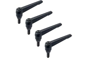 SHULLIN Lot de 4 poignées de serrage réglables M6 - Levier de serrage - Filetage extérieur - Poignée réglable pour machines-outils, soudures, appareils de pression (M6 x 32 mm)