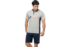 LOTTO homewear Pigiama Uomo Cotone Estivo Corto Sportivo Pigiami Due Pezzi Serafino da Uomo Set Maniche Corte Comodo Abbigliamento Leggero per la Casa