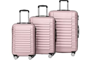 TRVLMORE Koffer & Trolleys - Koffer Set - Kofferset 3 Teilig Hartschale, Gepäck-Sets, Hartschalenkoffer Set, Reisekoffer Set, Koffer Set 3 Stück, Handgepäck Koffer 55x40x20cm, Luggage, Rosa