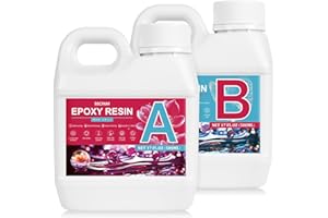 BSCPAM 1L Epoxidharz set, 34Oz Epoxidharz mit Härter, Geeignet für Anfänger Epoxy Resin, 1: 1 Einfache Modulation Kristallklares Epoxidharz für DIY-Basteln, Schmuckherstellung Gießen von Formen