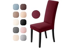 EOZAKAVOD Stuhlhussen 4er Set Universal Stretch Stuhlhussen Moderne Jacquard Husse Abnehmbare Stuhlbezug Abdeckung Esszimmer überzug Bi-Elastic Spannbezug,für Bankett Deko und Hochzeit Partys(Bordeaux,4 er Set)