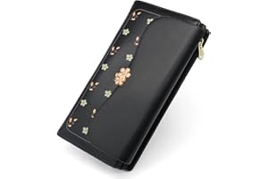 REETEE Portafoglio Donna Large,Portafoglio in Pelle PU Formato Lungo Portafogli da Donna con Cerniera Portamonete e 10 Porta Credito Carte (L-nero)