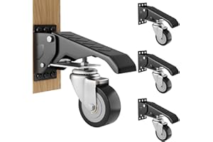 Asibaade Schwerlastrollen absenkbar für Werkbank hobelbank transportrollen | 4 Stück | 65 mm | bis 350 kg | Schwarz | aus Polyurethan