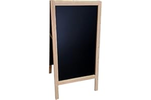 ALAPIZARRA Pizarra caballete marco madera 150 x 60 cm Pizarra negra doble cara apta para tizas y rotuladores efecto tiza. Ideal para hostelería, infantil, restaurante, habitación niños, etc. (PINO)