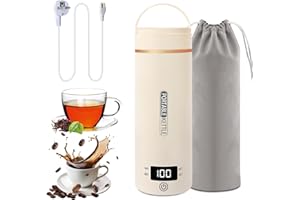 BINDOKUN Bollitore elettrico da viaggio piccolo, 500 ml, piccolo bollitore da viaggio, ad alta velocità, mini bollitore portatile in acciaio inox 316, chiusura automatica, per tè, caffè (Beige)