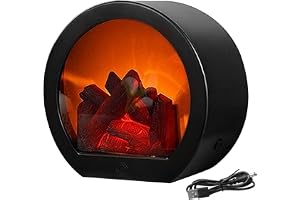 Cheminée Électrique sans Flamme Réaliste LED Cheminée Lanterne Alimentée par USB/Batterie Portable Table Électrique Brûleur À Bûches Effet Feu pour La Décoration Intérieure Cheminée LED Fausse