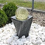 komplettes steckfertiges Set CLGarden Granit Springbrunnen SB17 mit drehender Kugel LED Beleuchtung Wasserspiel