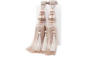 YunNasi 1 Par de Alzapaños para Cortinas Hechas a Mano, Borlas, Alzapaños para Decoración de Casa, Oficina para Cortina Gruesa,Color Beige