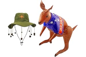 FNA FASHIONS Adult Australian Cork Hat & Inflatable Kangaroo Fancy Dress Kit- The perfect ensemble for any Aussie-themed event!