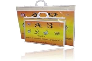 PROTECTAFILE A2 Clear Foolscap Art Portfolio Folio Folder Flat Carry Case + Handle Project Bag (A2)- Organize, Protect, and Showcase Your Creative Work