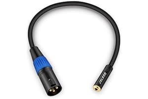 JOLGOO 3,5-mm-Buchse auf XLR-Stecker Stereo-Audio-Adapterkabel, 1/8 Zoll Mini-Klinkenbuchse auf XLR-Stecker-Adapterkabel, 0,3 m