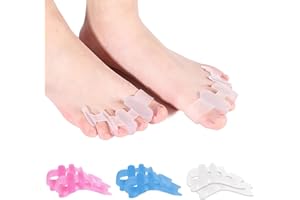 Jinpojun 3 Paires Separateur Orteil, Orthese Hallux Valgus pour Tous les Orteils, Ecarteur Orteil Silicone pour Hommes et Femmes, Soulagement de la Douleur de Jour et Nuit