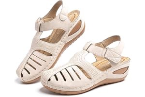 Hitmars Sandalias Mujer Verano Cuña Cómodos Casual Retro Wedge Zapatos de Playa Zapatillas de Vestir Talón 5cm Negro Marrón Beige 35-43 EU