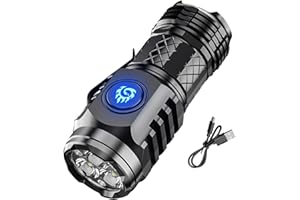 TONGFENG Mini Lampe de Poche Monstre à Trois Yeux, LED Ultra-Puissante Tactique 3 Pouces, Torche Rechargeable 5 Modes 3 Niveaux