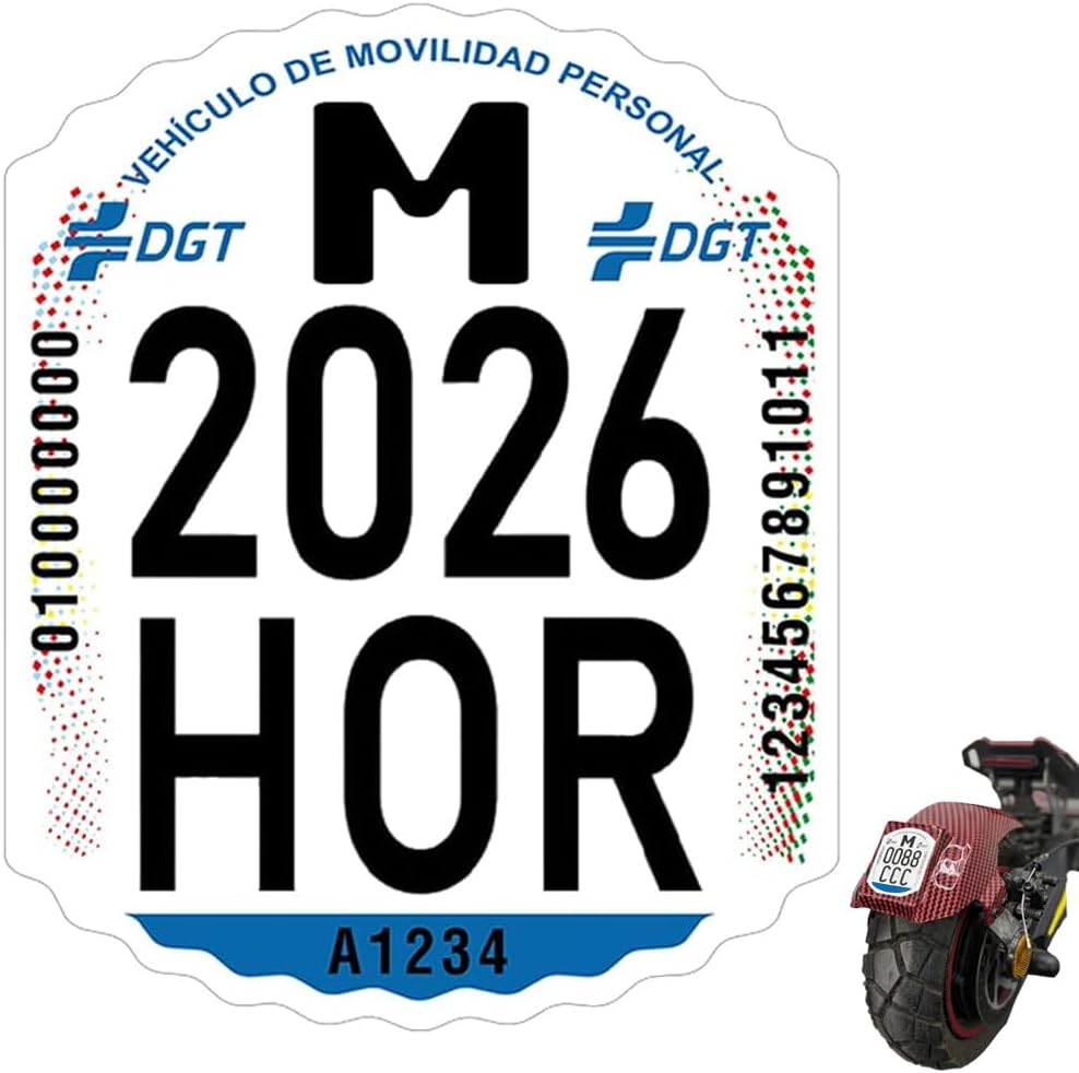 HORO.ES Matrícula Patinete Eléctrico VMP Homologada DGT – Placa Identificativa Vehículo Movilidad Personal Obligatoria 2026 – Resistente y Fácil Montaje