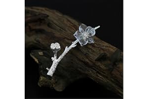 HCMA Plata de Ley 925, Cuarzo Natural, joyería Fina Hecha a Mano, Flor en la Lluvia, diseño de broches para Mujer