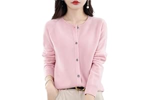 JEEEUN Women's Cashmere Cardigan Sweater, Cashmere Button Front Long Sleeve Cardigan Soft Warm Knit Elastic Jumpers