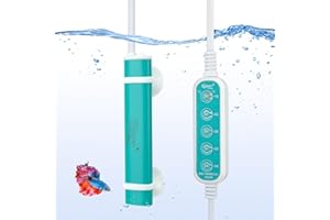 hygger Mały grzejnik do akwarium, 50 W, z przyssawkami, regulowany grzejnik akwariowy, mały pręt grzewczy do basenów z rybami, zabezpieczenie przed przegrzaniem