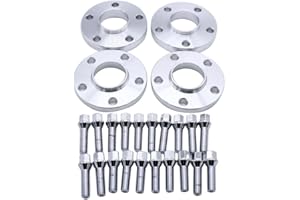 SHLPDFM 4 Stück 15mm & 20mm Spurverbreiterung Distanzscheiben Set Ø57,1 5x112mm mit 20 Stück Radschrauben M14x1,5 für TT A3 A4 A6 A8 S4 S6 S8 Volkswagen