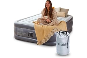 Huddle Lite – Matelas Gonflable avec Pompe Intégrée,Matelas Confortable avec Surface Douce et Hauteur surélevée – idéal pour Le Camping, Les invités ou Une Chambre d’appoint (Simple/Double/King)